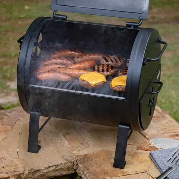 smoker barrel food in it