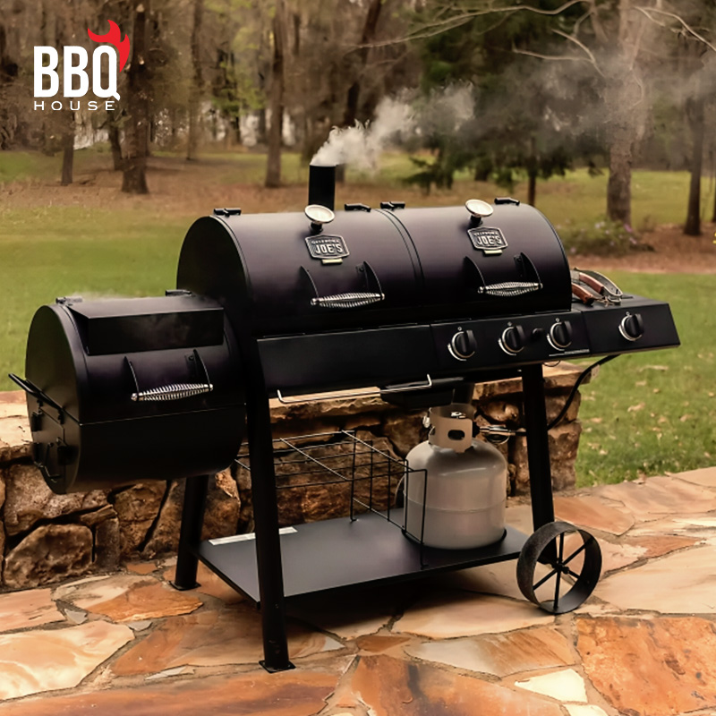 gas charcoal smoker grill combo