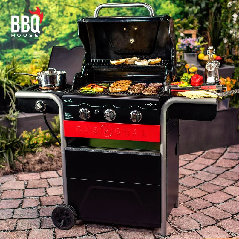 gas charcoal smoker grill combo